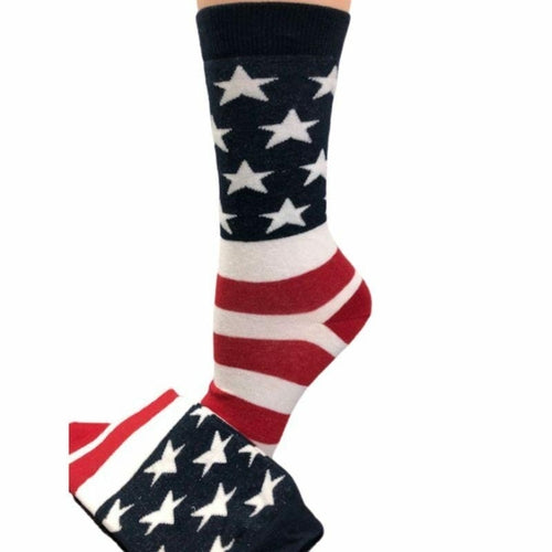 American Flag Patriotic Socks, Premium Quality Cotton Crew Socks