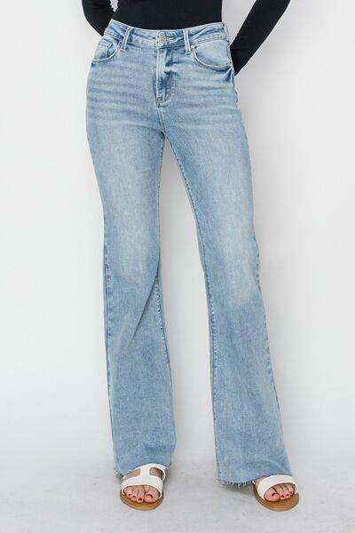 RISEN Full Size High Rise Raw Cut Hem Bootcut Jeans - Clothes For Her Online Store