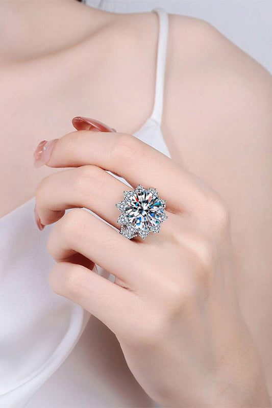 10 Carat Moissanite Flower-Shaped Ring - Clothes For Her Online Store