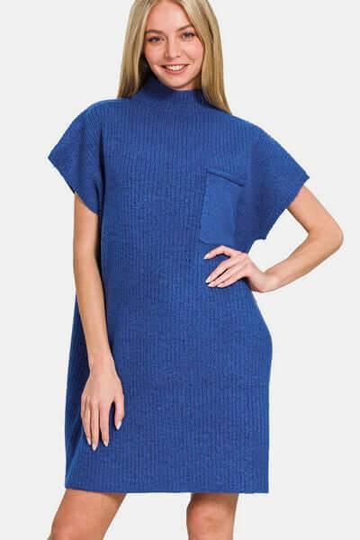 Zenana Short Sleeve Sweater Mini Dress - Clothes For Her Online Store