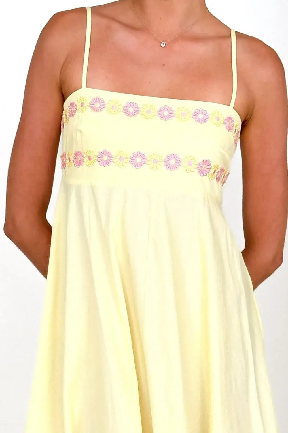 Floral Embroidered Spaghetti Strap Maxi Dress