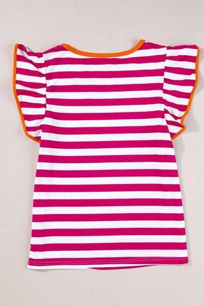 Striped Contrast Round Neck Top