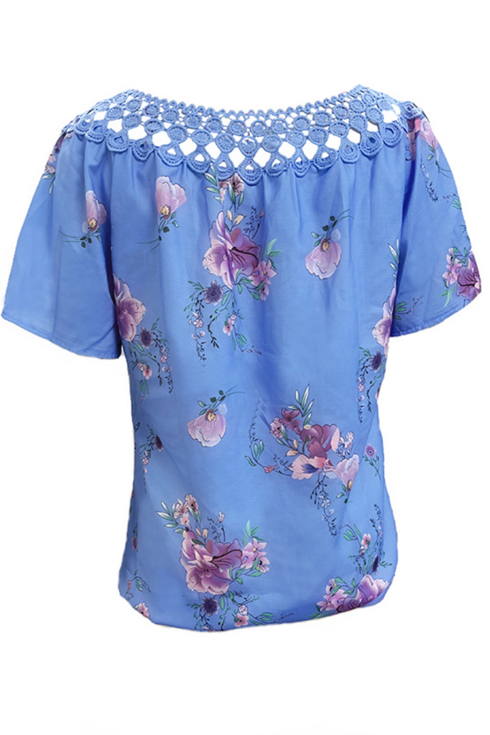Full Size Printed Tie Neck Short Sleeve Blouse - Clothes For Her Online Store