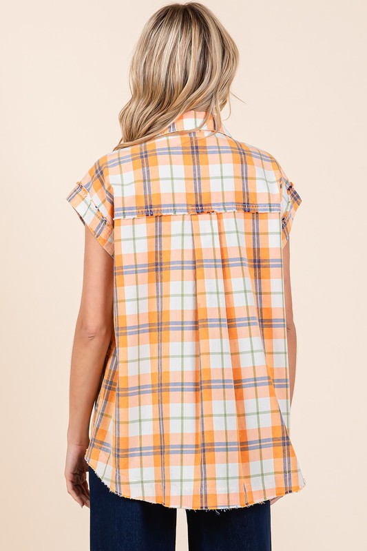 Mittoshop Mineral Wash Plaid Button Down Shirt - Clothes For Her Online Store