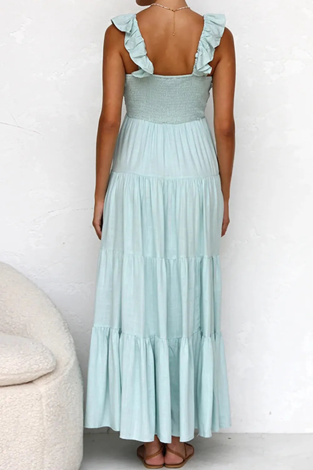 Ruffled V-Neck Tiered Dress