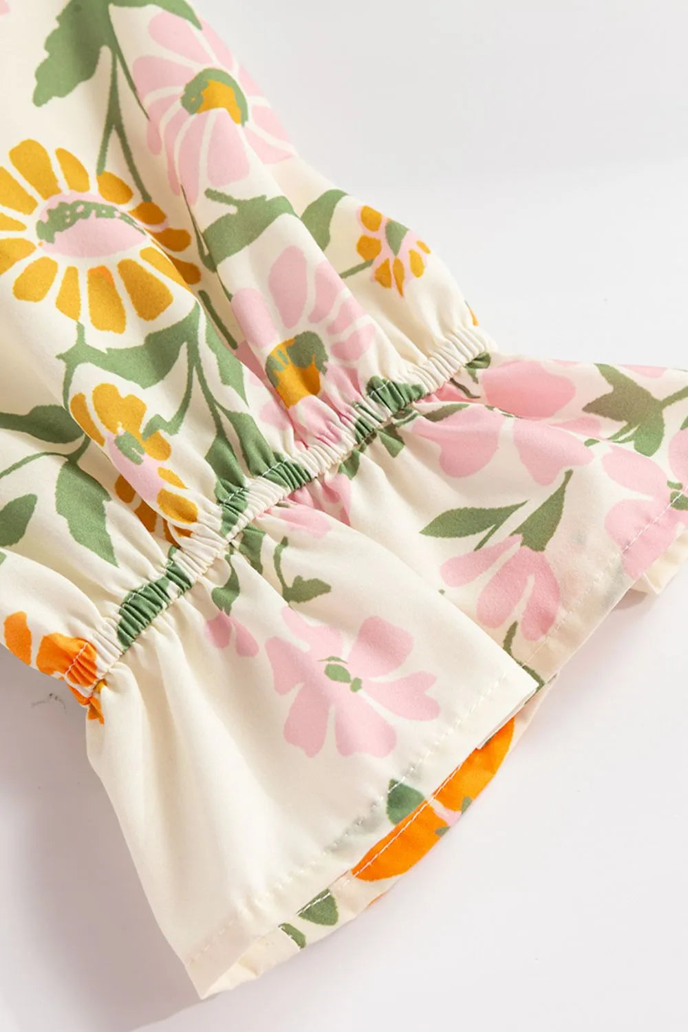 Printed Notched Flounce Sleeve Mini Dress