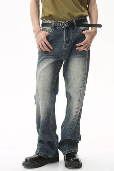 Decorative Seam Jeans with Pockets