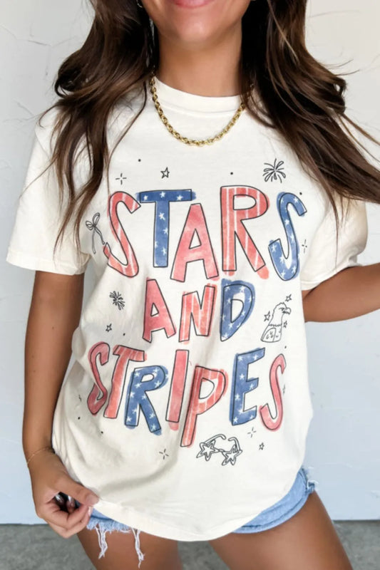 Stars and Stripes Patriotic Graphic T-Shirt