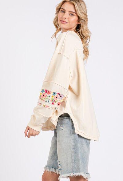 SAGE + FIG Daisy Patch Applique Long Sleeve Sweatshirt