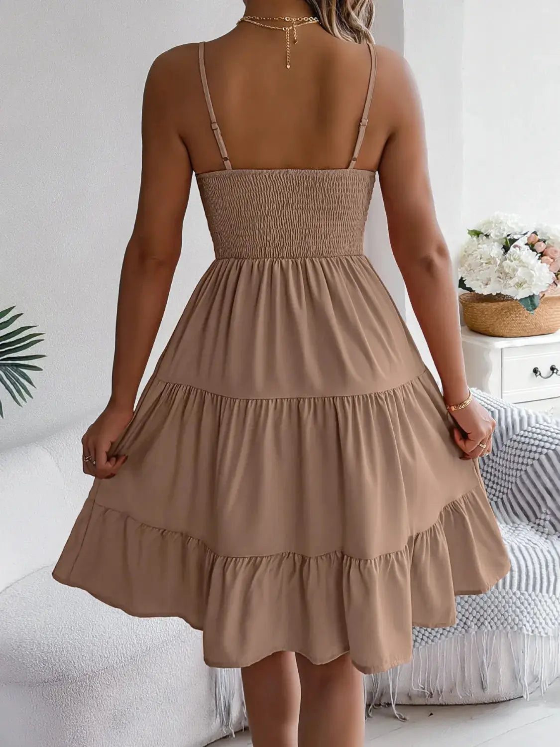Smocked Back Tiered Cami Dress - Clothes For Her Online Store