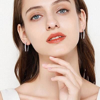 Moissanite 925 Sterling Silver U Shape Earrings - Clothes For Her Online Store