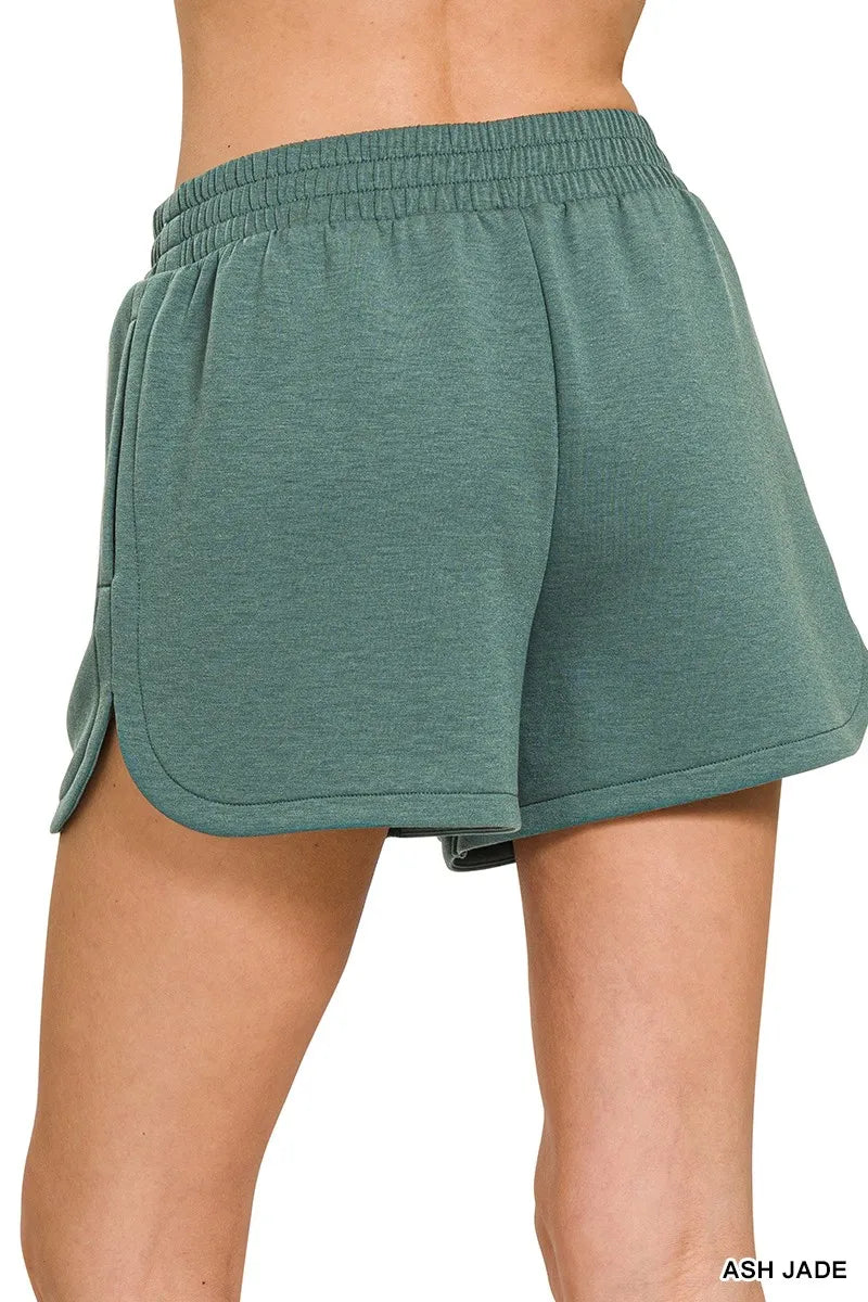 Zenana Scuba Elastic Waistband Dolphin Shorts