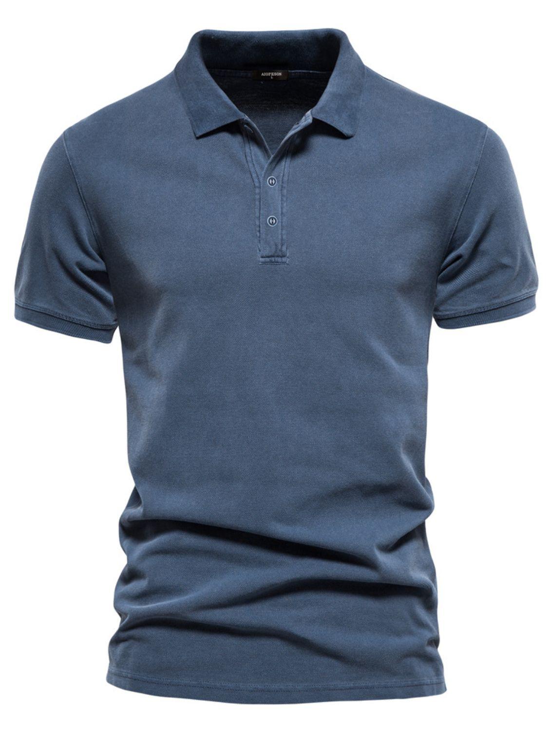 Men's Collared Neck Button Detail Short Sleeve Polo