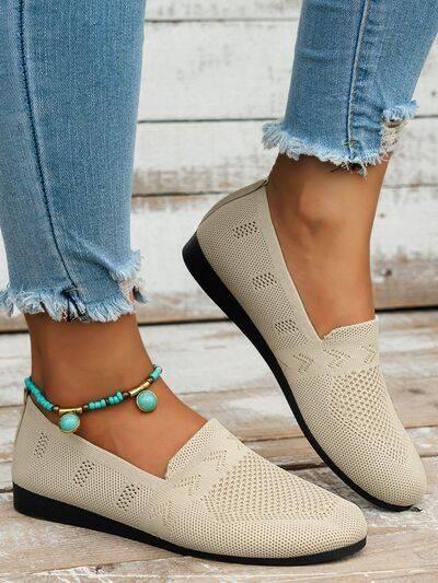 Mesh Round Toe Flat Slip-Ons