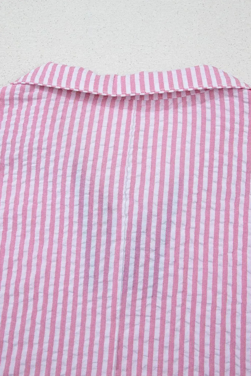 Striped Print Contrast Split Neck Dolman Sleeve Blouse