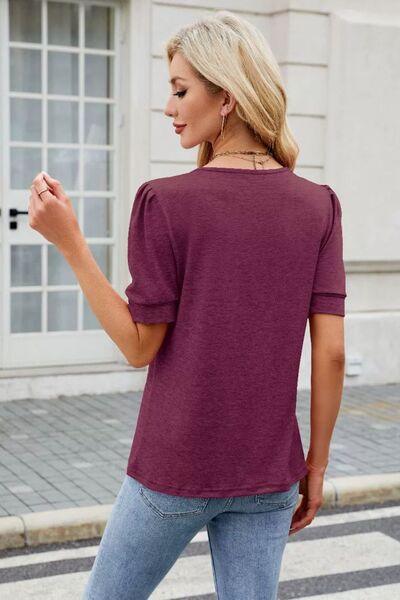 Round Neck Short Sleeve T-Shirt - Clothes For Her Online Store