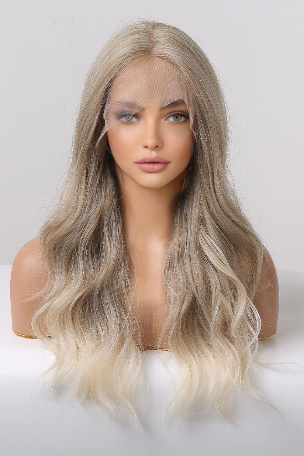 13*2" Lace Front Wigs Synthetic Long Wave 24" 150% Density in Medium Blonde Highlights - Clothes For Her Online Store