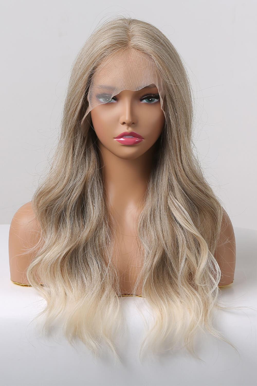 13*2" Lace Front Wigs Synthetic Long Wave 24" 150% Density in Medium Blonde Highlights - Clothes For Her Online Store