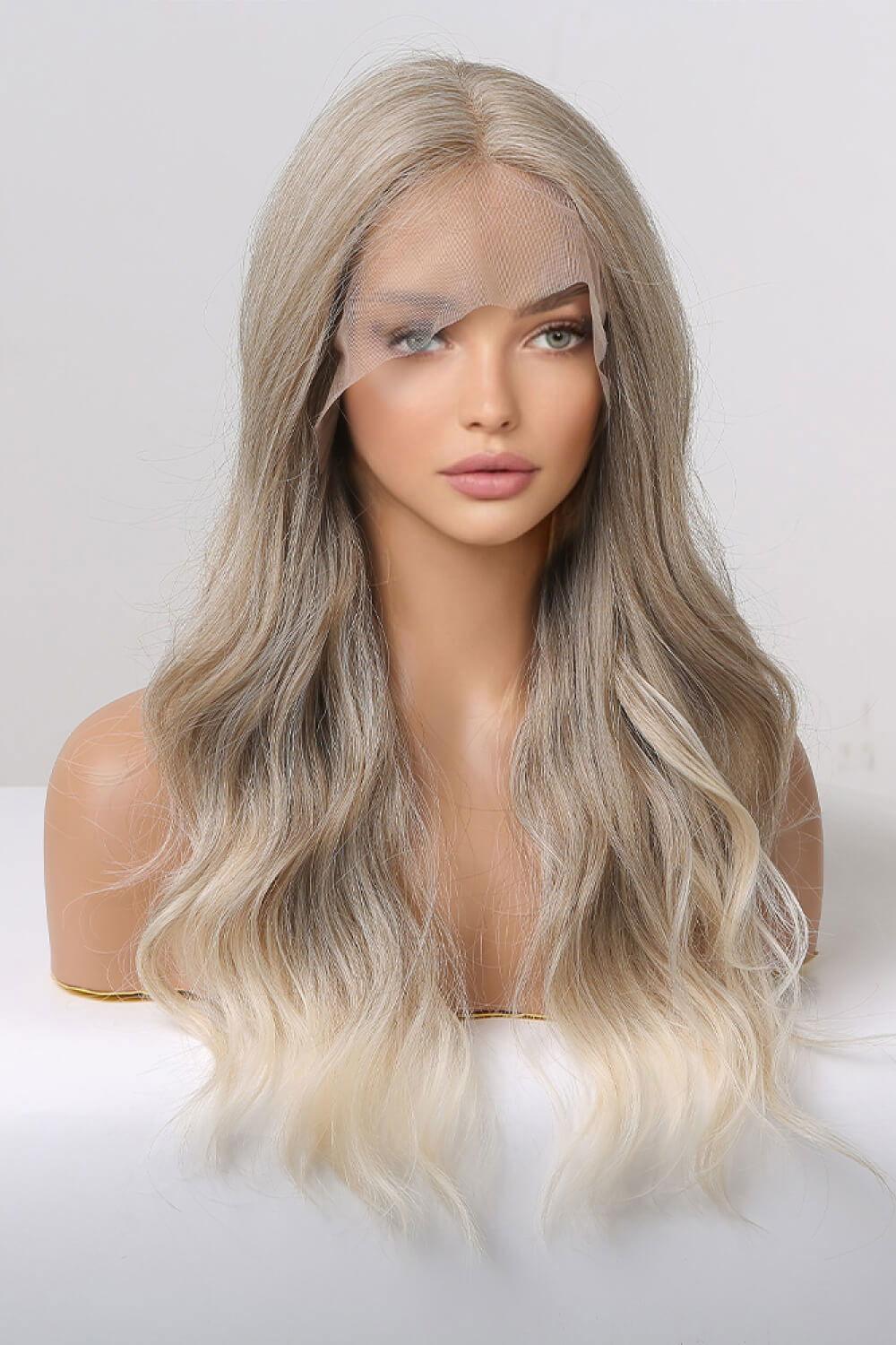 13*2" Lace Front Wigs Synthetic Long Wave 24" 150% Density in Medium Blonde Highlights - Clothes For Her Online Store