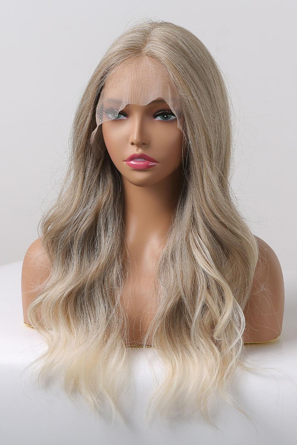 13*2" Lace Front Wigs Synthetic Long Wave 24" 150% Density in Medium Blonde Highlights - Clothes For Her Online Store
