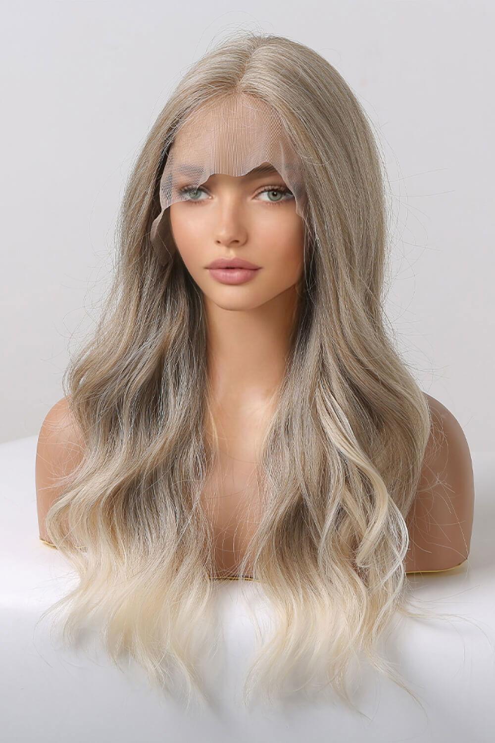 13*2" Lace Front Wigs Synthetic Long Wave 24" 150% Density in Medium Blonde Highlights - Clothes For Her Online Store