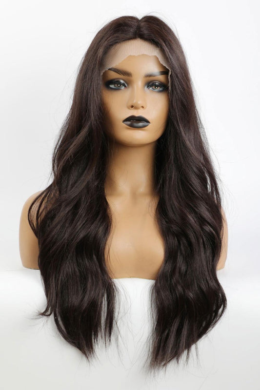 13*2" Lace Front Wigs Synthetic Long Wave 26" Heat Safe 150% Density in Brown - Clothes For Her Online Store