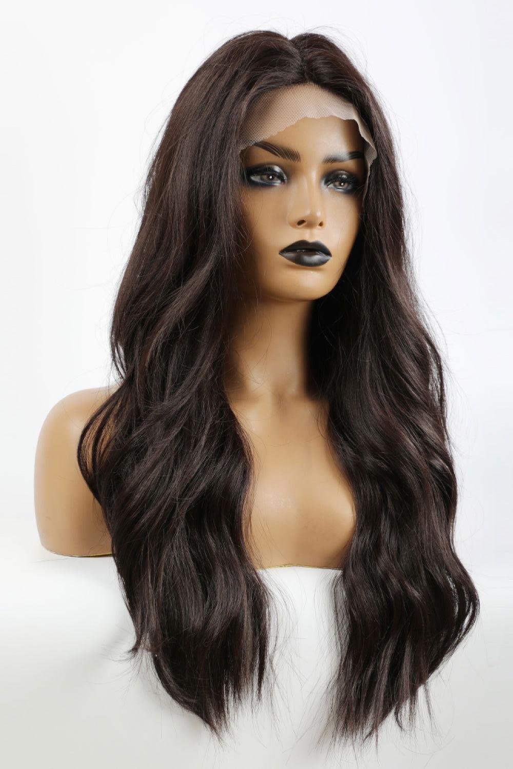 13*2" Lace Front Wigs Synthetic Long Wave 26" Heat Safe 150% Density in Brown - Clothes For Her Online Store
