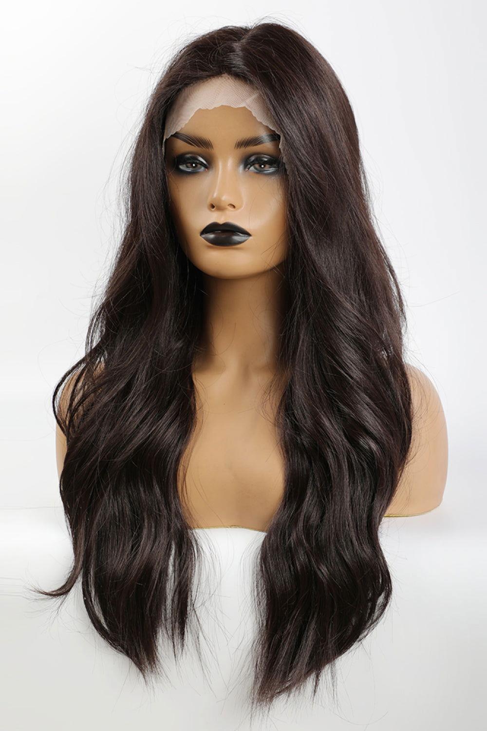 13*2" Lace Front Wigs Synthetic Long Wave 26" Heat Safe 150% Density in Brown - Clothes For Her Online Store