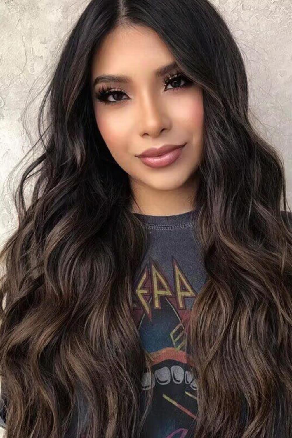 13*2" Lace Front Wigs Synthetic Long Wave 26" Heat Safe 150% Density in Brown - Clothes For Her Online Store