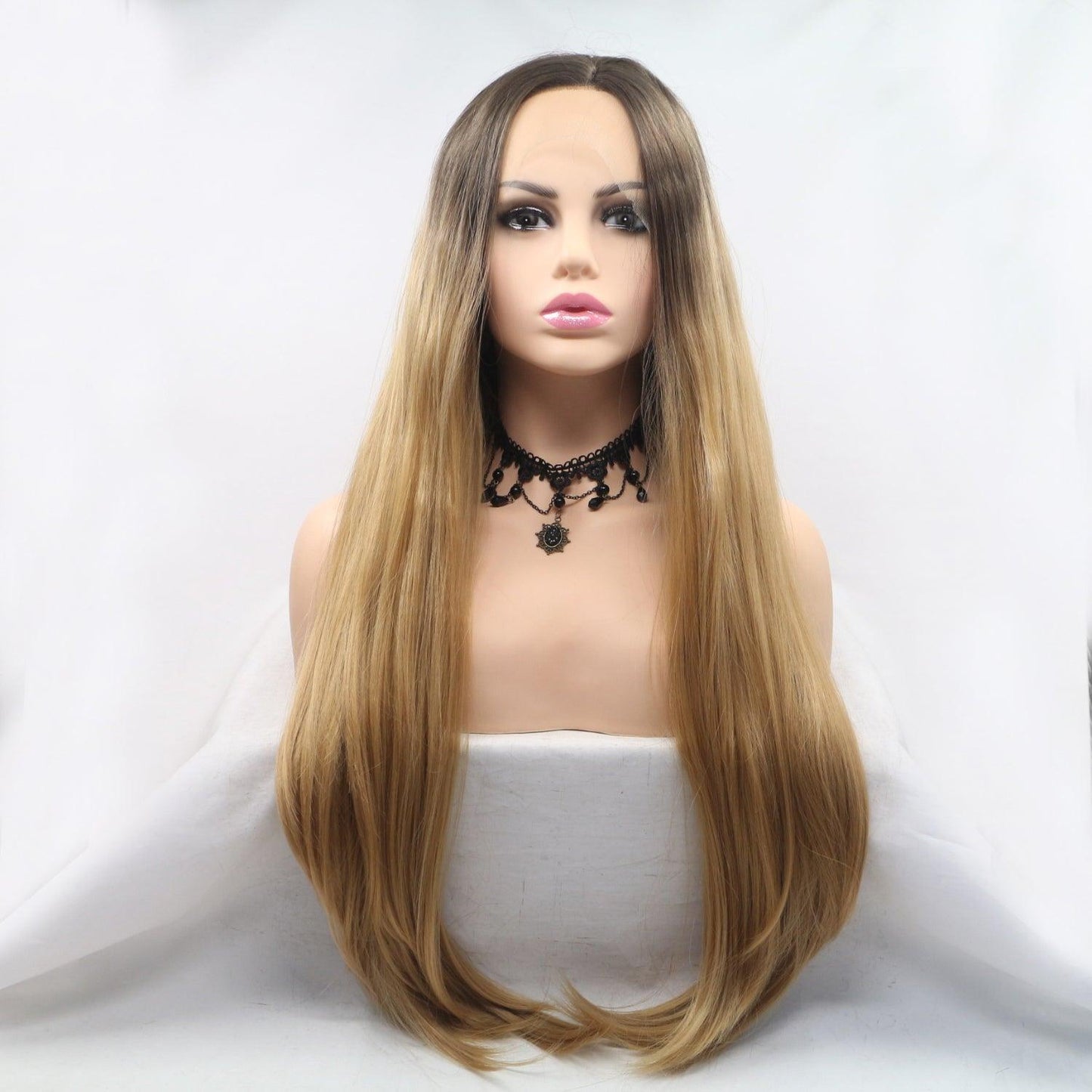 13*3" Lace Front Wigs Synthetic Long Straight 24" 130% Density - Clothes For Her Online Store
