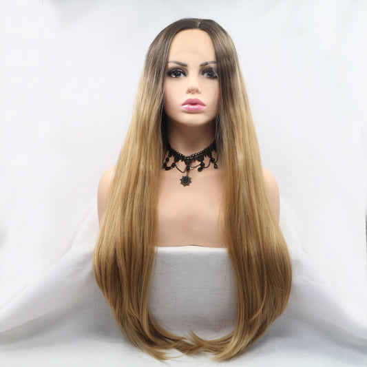 13*3" Lace Front Wigs Synthetic Long Straight 24" 130% Density - Clothes For Her Online Store