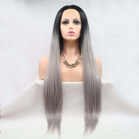 13*3" Lace Front Wigs Synthetic Long Straight 24" 130% Density - Clothes For Her Online Store