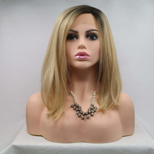 13*3" Lace Front Wigs Synthetic Mid-length Straight 12" 130% Density - Clothes For Her Online Store