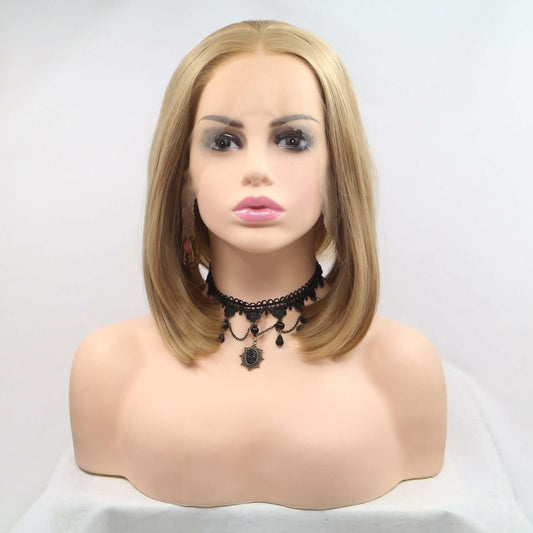 13*3" Lace Front Wigs Synthetic Mid-length Straight 12" 130% Density - Clothes For Her Online Store