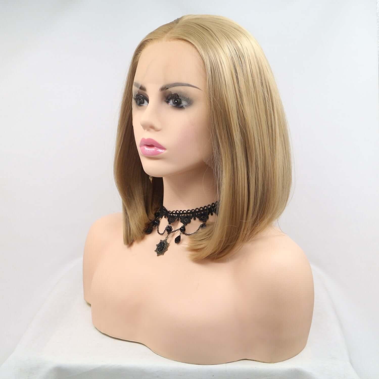 13*3" Lace Front Wigs Synthetic Mid-length Straight 12" 130% Density - Clothes For Her Online Store