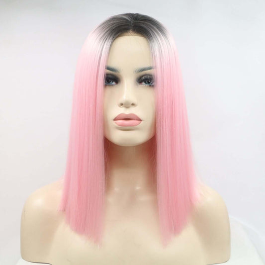 13*3" Lace Front Wigs Synthetic Mid-length Straight 12" 130% Density - Clothes For Her Online Store