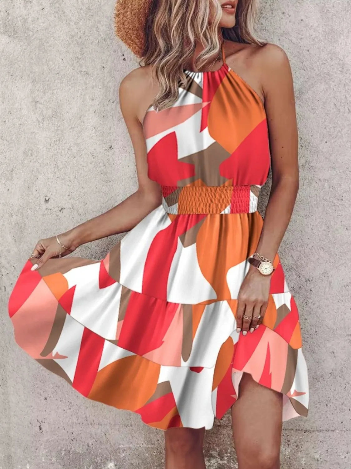 Paisley Print Halter Neck Mini Dress