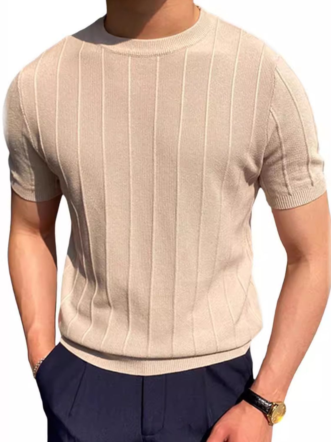 Men's Full Size Round Neck Short Sleeve T-Shirt Plus Size - Clothes For Her Online Store