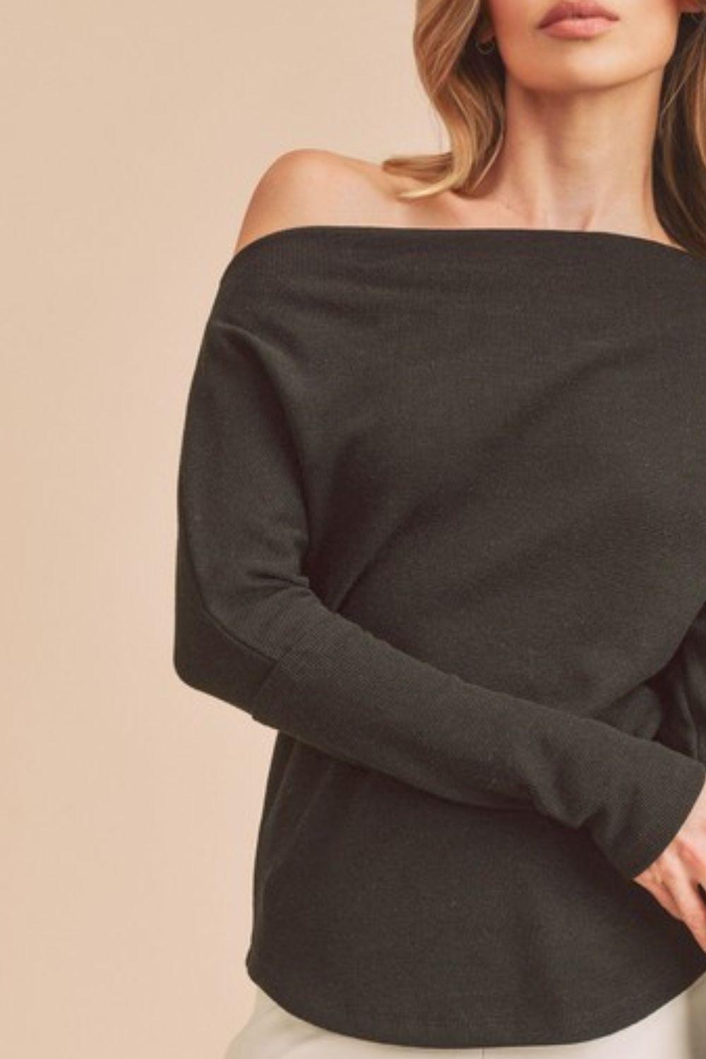 Aemi + Co One Shoulder Long Sleeve Knit Top - Clothes For Her Online Store