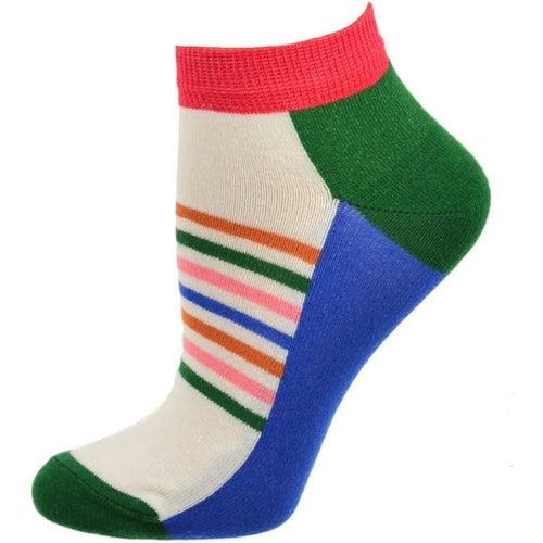 Striped Colorful Vibrant Ankle 2 Pr. Pack Cotton Socks