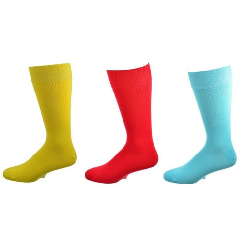 Solid Colorful Vibrant Cotton Crew Socks 3 Pair Pack