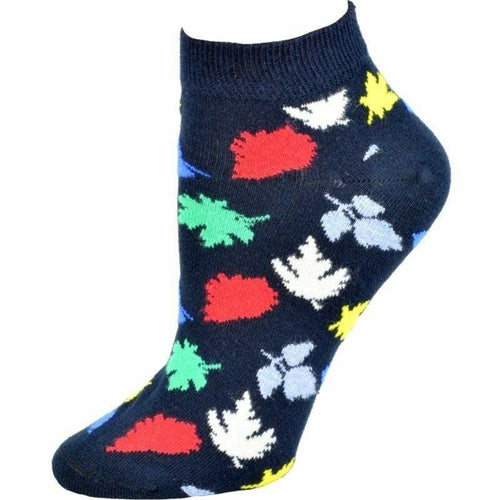 Women's Leaf Pattern Ankle Combed Cotton Socks