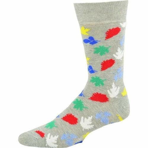 Men's Combed Cotton Crew Socks - Fall Theme