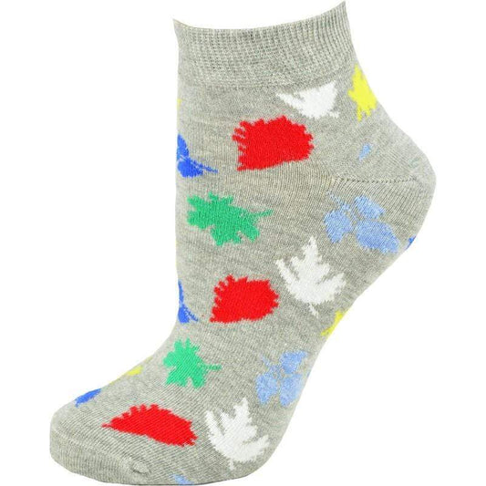 Women's Leaf Pattern Ankle Combed Cotton Socks