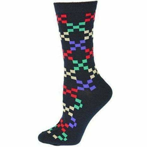 Geometric Pattern Cotton Crew Socks