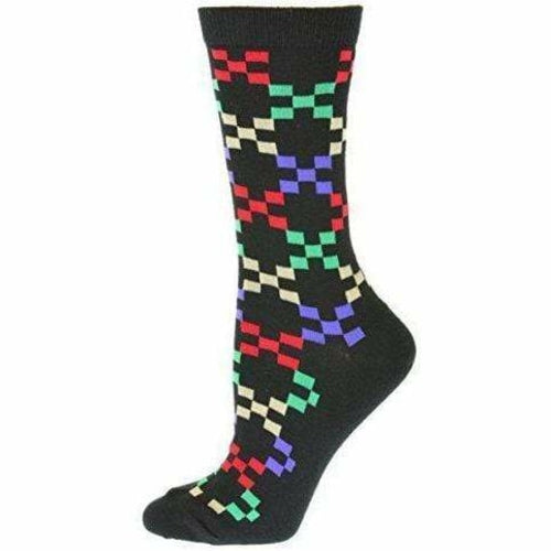 Geometric Pattern Cotton Crew Socks