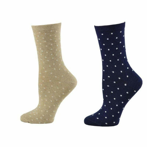 Women's Polka Dot Pattern Crew Socks 2-Pair Pack Cotton Socks