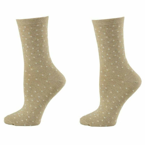 Women's Polka Dot Pattern Crew Socks 2-Pair Pack Cotton Socks