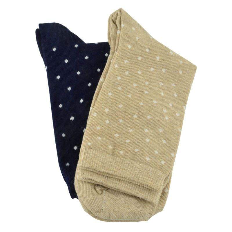 Women's Polka Dot Pattern Crew Socks 2-Pair Pack Cotton Socks