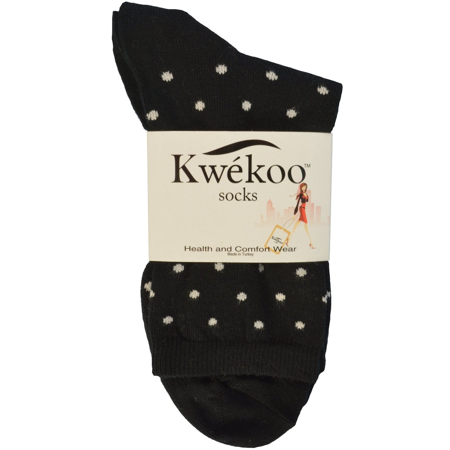 Women's Polka Dot Pattern Crew Socks 2-Pair Pack Cotton Socks